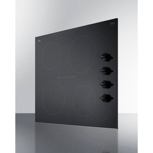 Summit 24" Wide 230V 4-Burner Radiant Cooktop CR4B242BK