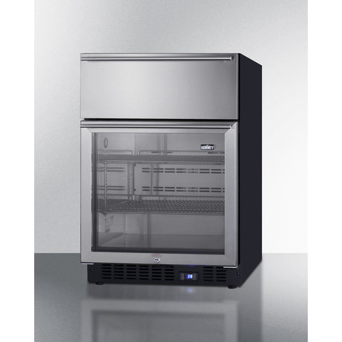 Summit 24" Wide Built-In Commercial Beverage Refrigerator With Top Drawer SCR615TD