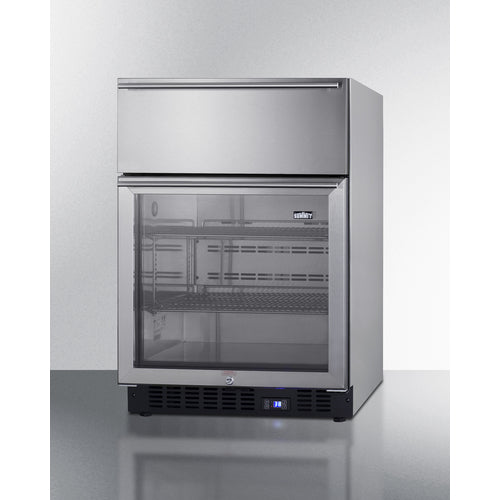 Summit 24" Wide Built-In Commercial Beverage Refrigerator With Top Drawer SCR615TDCSS