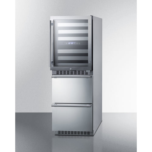 Summit 24" Wide Combination Dual-Zone Wine Cellar and 2-Drawer Refrigerator-Freezer SWCDRF24