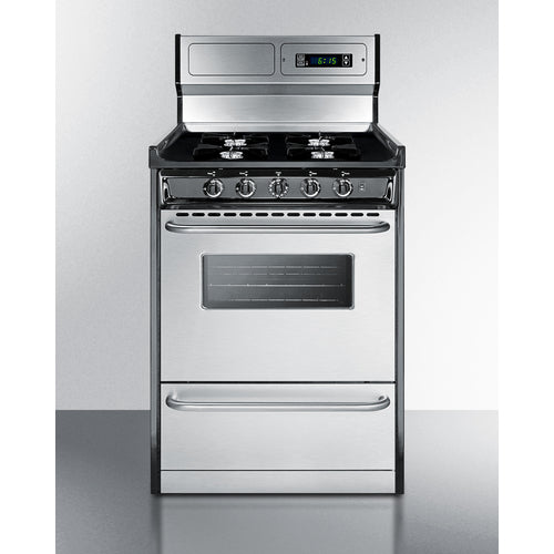 Summit 24" Wide Gas Range, Open Burners TNM6307BKW