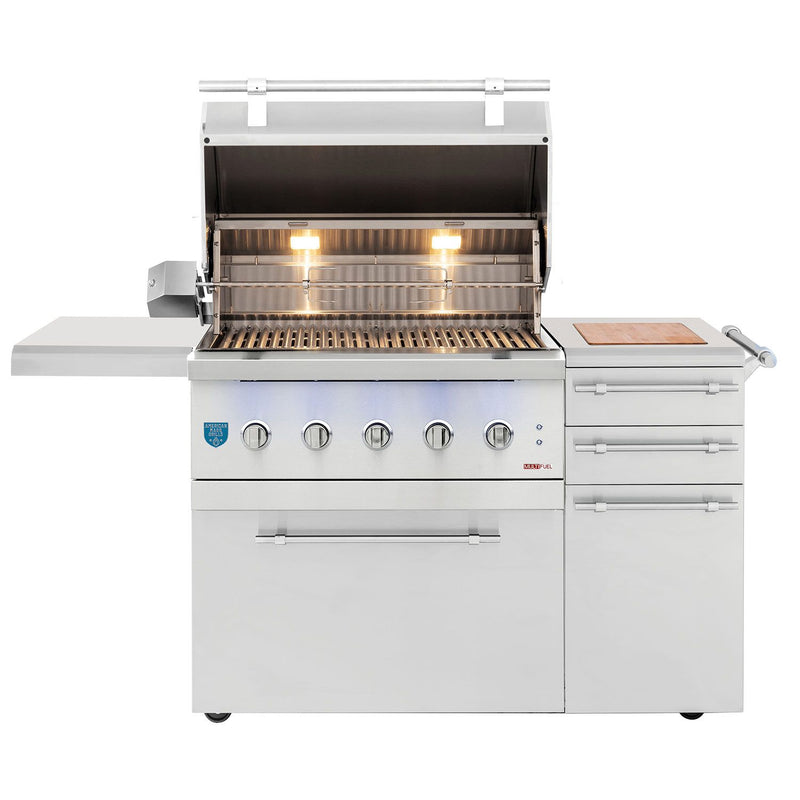 American Made Grills 36-Inch Freestanding Hybrid Grill  with Infrared Searing Burner and Rotisserie Kit AMG-ENCFS36