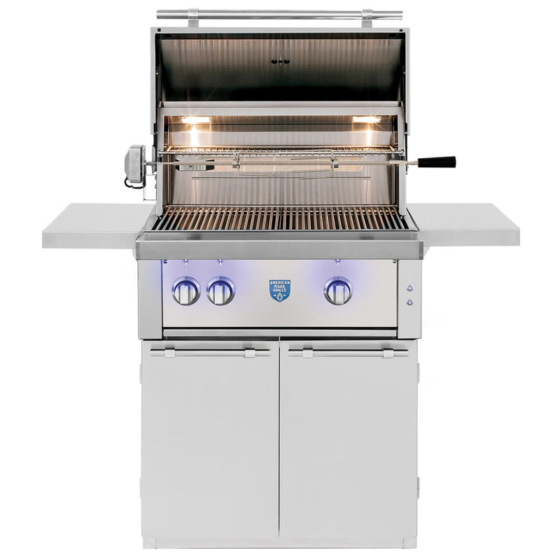 American Made Grills Estate 30-Inch Freestanding Gas or Propane Grill with Infrared Searing Burner and Rotisserie Kit AMG-EST30