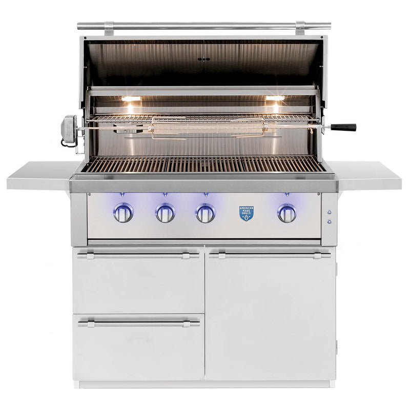 American Made Grills Estate 42-Inch Freestanding Gas or Propane Grill with Infrared Searing Burner and Rotisserie Kit AMG-EST42