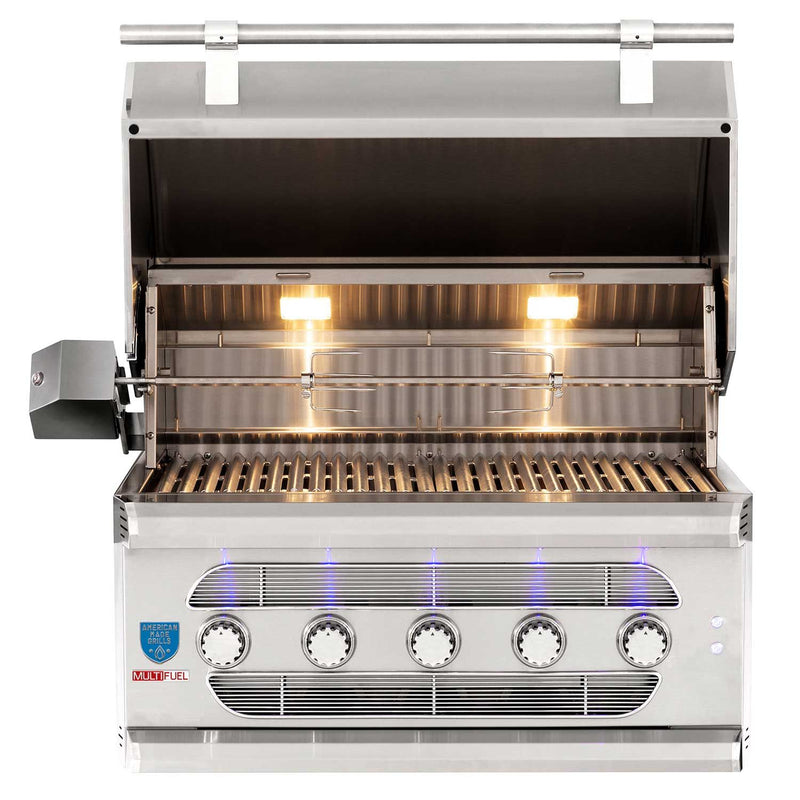 American Made Grills Muscle 36-Inch Built-In Hybrid Grill with Infrared Searing Burner and Rotisserie Kit AMG-MUS36