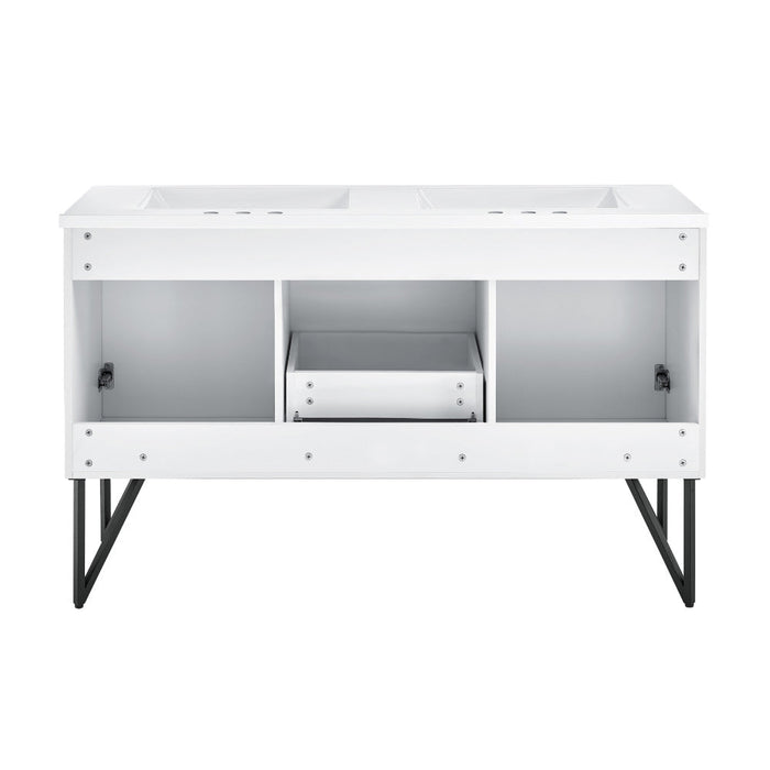 Swiss Madison Annecy 60 in. White, Double Basin Bathroom Vanity With White, 3-Hole Artificial Stone Sink Top - SM-BV216D-3