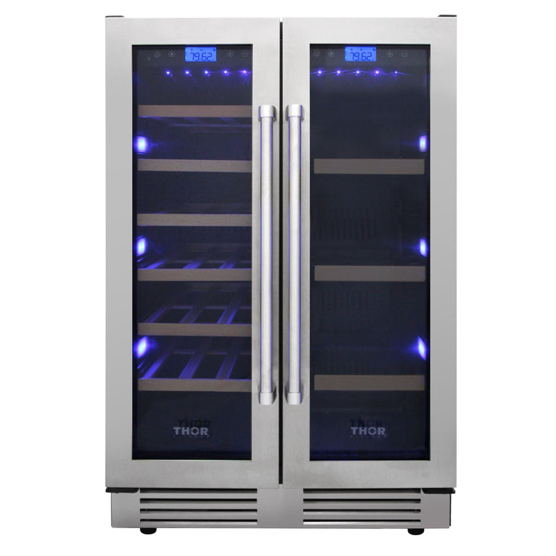Thor Kitchen - 24 in. 21 Bottle & 95-Can Wine Cooler - TBC2401DI