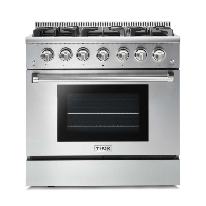 Thor Kitchen - 36 in. 5.2 cu. ft. Professional Propane Gas Range in Stainless Steel - HRG3618ULP