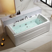 Empava - 71" Alcove LED Whirlpool Bathtub with Brushed Nickel Fixtures and Center Drain - EMPV-71JT351-BN - IMG2