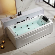 Empava - 71" Alcove LED Whirlpool Bathtub with Black Fixtures and Center Drain - EMPV-71JT351-BK - IMG2