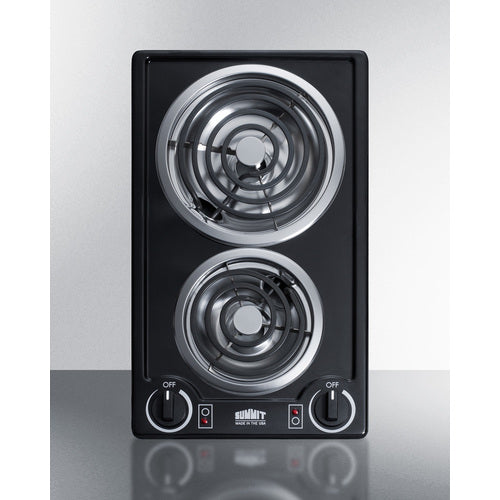 Summit 12" Wide 115V 2-Burner Coil Cooktop CCE212BL