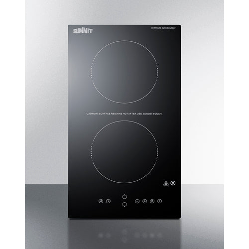 Summit 12" Wide 115V 2-Burner Radiant Cooktop With Safety Shutoff CRH2BT30115