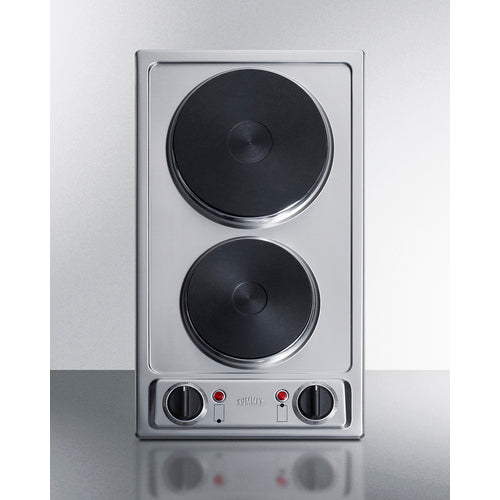 Summit 12" Wide 115V 2-Burner Solid Disk Cooktop CSD2B115