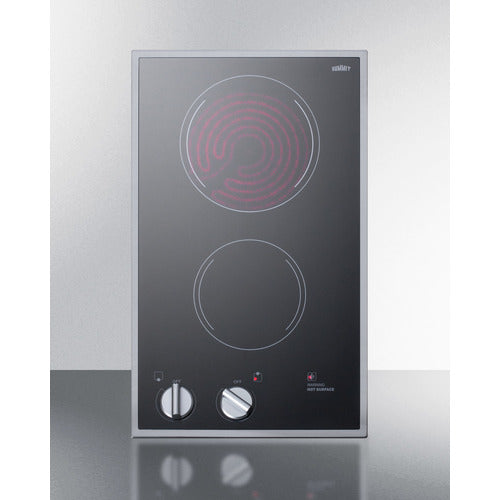 Summit 12" Wide 220/240V 2-Burner Radiant Cooktop CR2B22ST