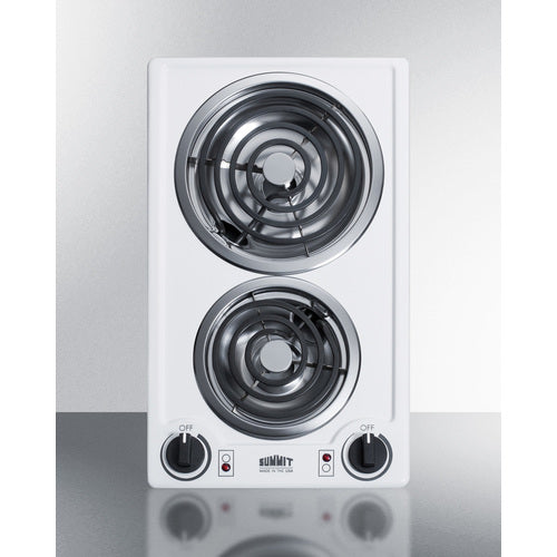 Summit 12" Wide 230V 2-Burner Coil Cooktop CCE225WH