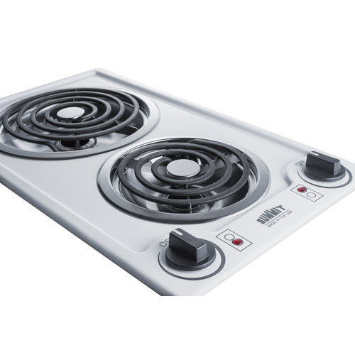 Summit 12" Wide 230V 2-Burner Coil Cooktop CCE225WH