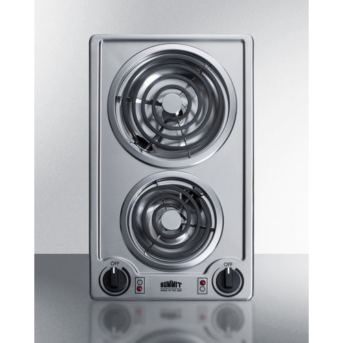 Summit 12" Wide 230V 2-Burner Coil Cooktop CCE227SS