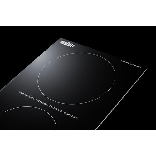 Summit 12" Wide 230V 2-Burner Radiant Cooktop With Safety Shutoff CRH2BT30230