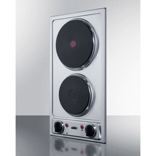 Summit 12" Wide 230V 2-Burner Solid Disk Cooktop CSD2B230
