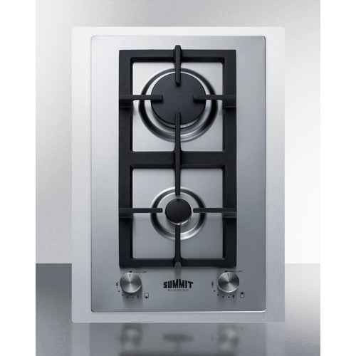 Summit 15" Wide 2-Burner Gas Cooktop In Stainless Steel GCJ2SSTK15
