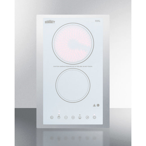 Summit 15" Wide 230V 2-Burner Radiant Cooktop CR2B23T4WTK15