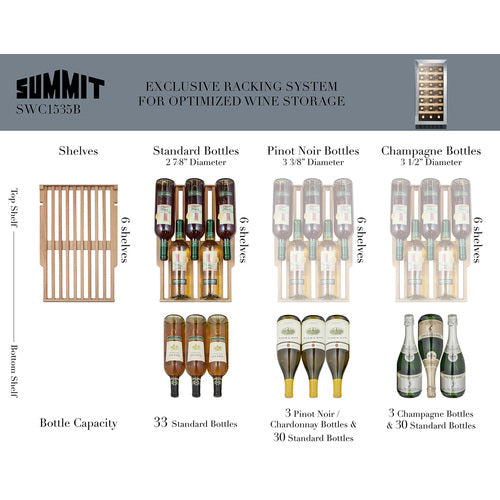 Summit 15" Wide Built-In Wine Cellar SWC1535BCSS
