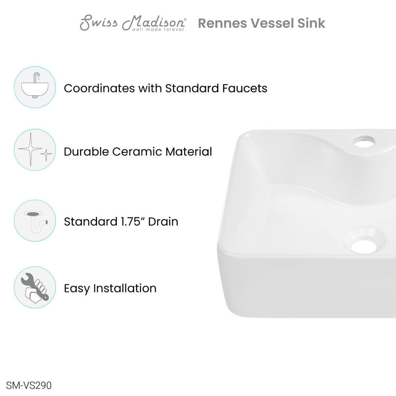 Swiss Madison Rennes 19" Vessel Sink in Glossy White - SM-VS290
