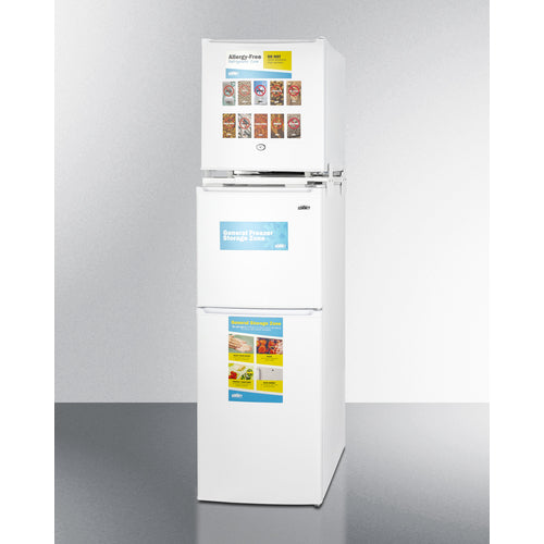 Summit 19" Wide Allergy-Free Refrigerator/General Purpose Refrigerator-Freezer Combination AZRF7W