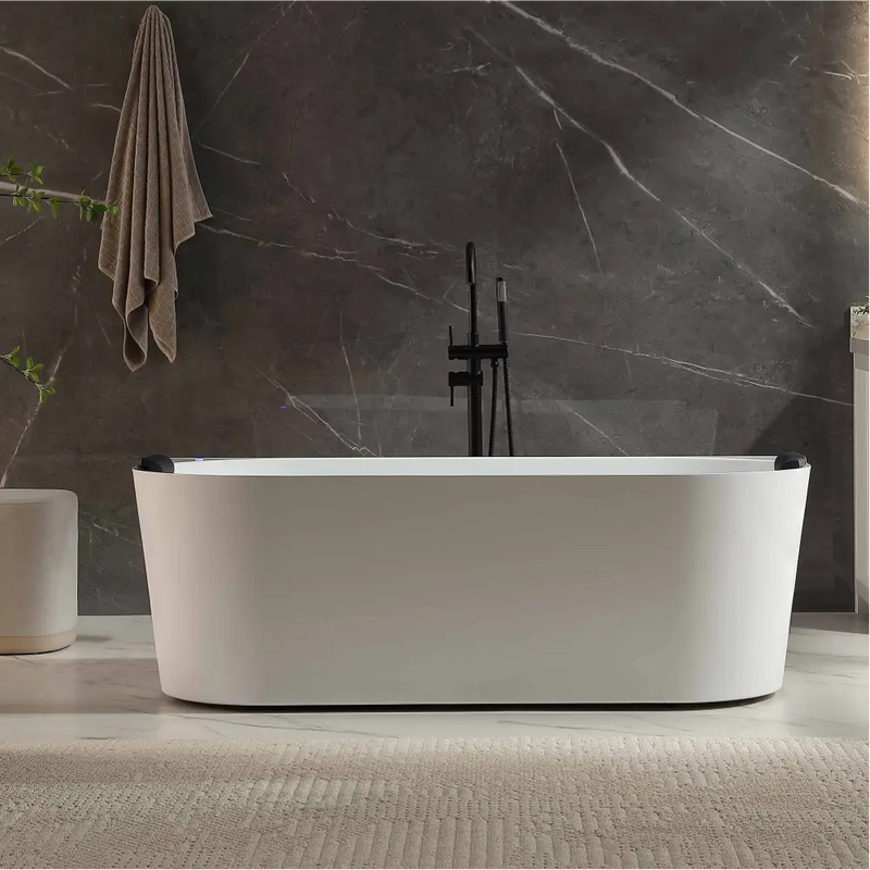 Empava - 71" Acrylic Freestanding Whirlpool Bathtub with Center Drain - EMPV-71AIS35-BK - IMG1