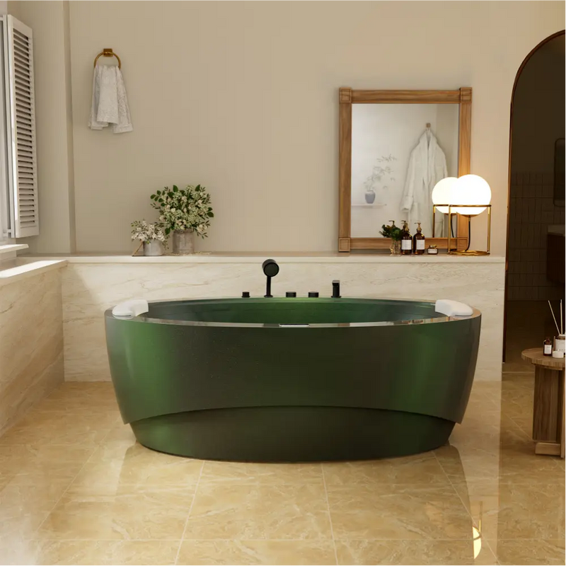 Empava - 75" Acrylic Freestanding Whirlpool Bathtub with 360° waterfall and Center Drain - EMPV-75DM02 - IMG1