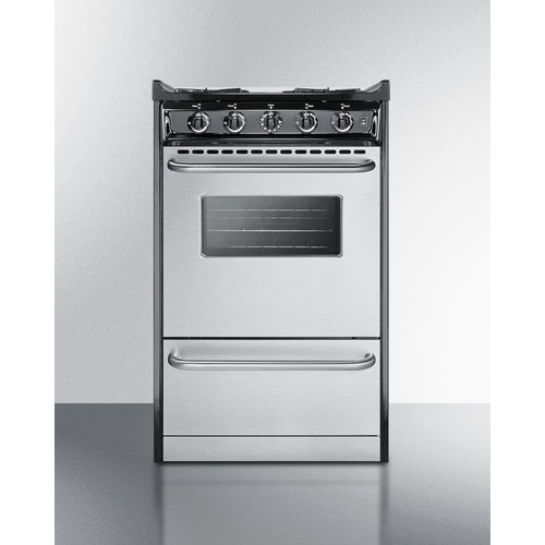 Summit 20" Wide Gas Range, Open Burners TNM1107BRW