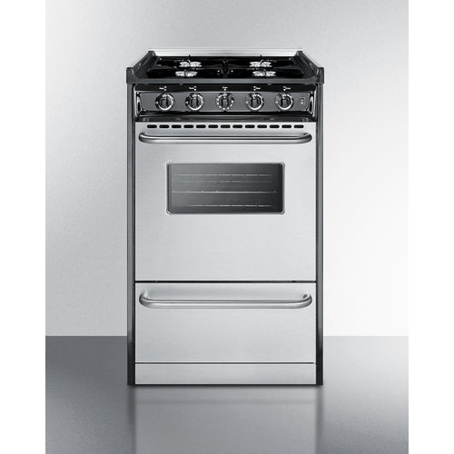 Summit 20" Wide Gas Range, Open Burners TNM1107BRW