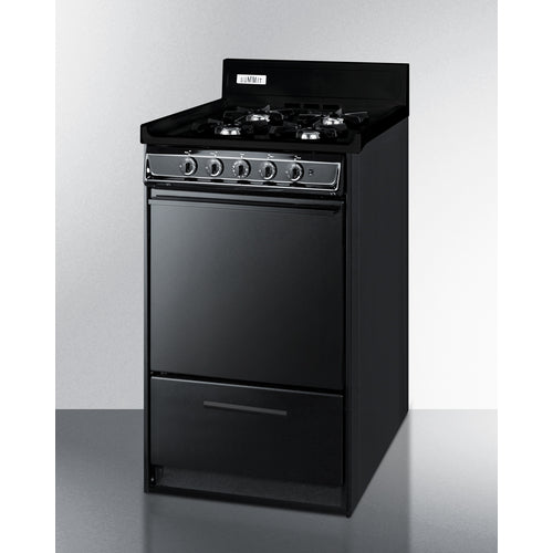 Summit 20" Wide Gas Range, Open Burners TNM1107C