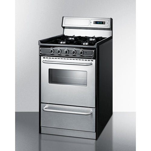 Summit 20" Wide Gas Range, Open Burners TNM1307BKW
