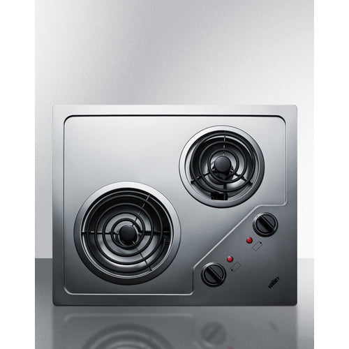 Summit 21" Wide 115V 2-Burner Coil Cooktop CR2B122