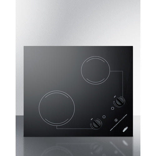 Summit 21" Wide 115V 2-Burner Radiant Cooktop CR2B121
