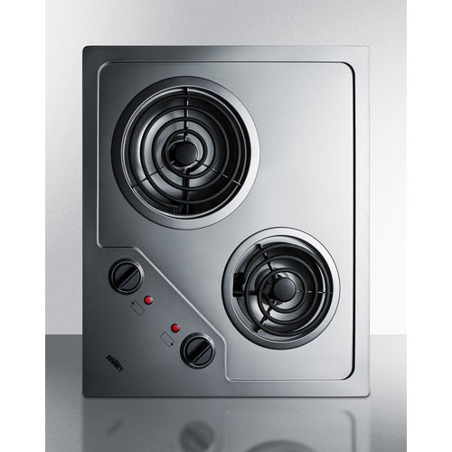 Summit 21" Wide 230V 2-Burner Coil Cooktop CR2B224S