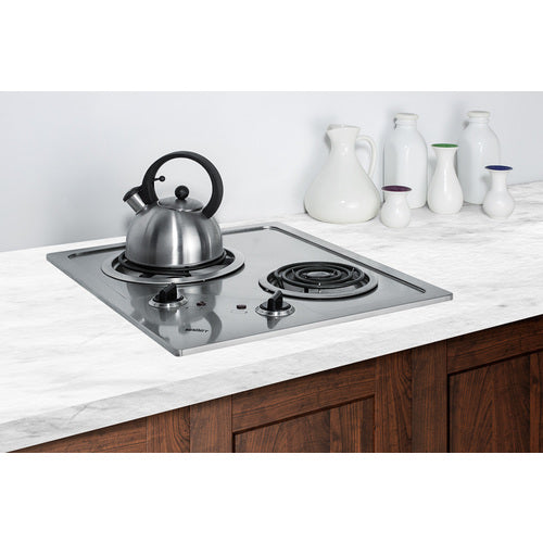 Summit 21" Wide 230V 2-Burner Coil Cooktop CR2B224S