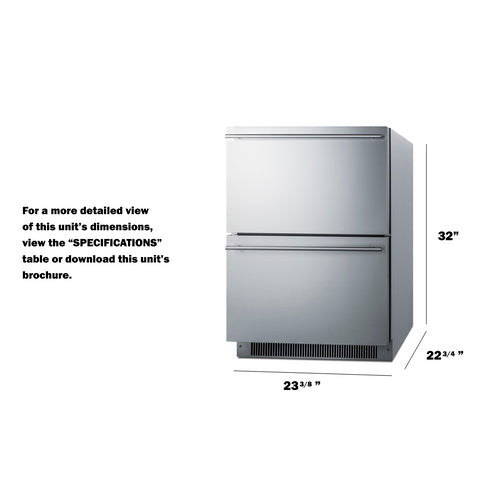 Summit 24" Wide 2-Drawer All-Freezer, ADA Compliant ADFD2D24