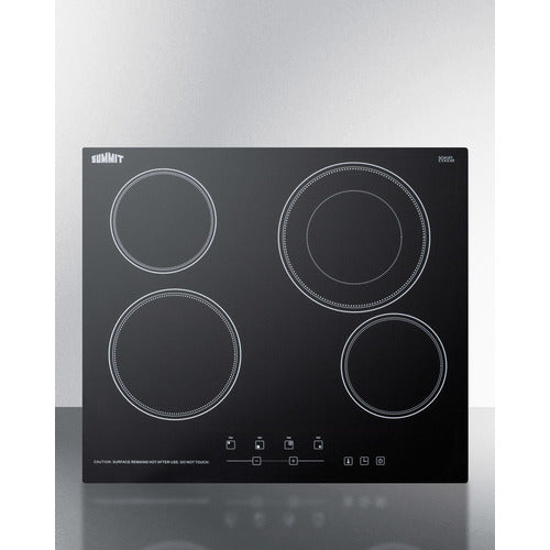 Summit 24" Wide 230V 4-Burner Radiant Cooktop CR4B23T5B