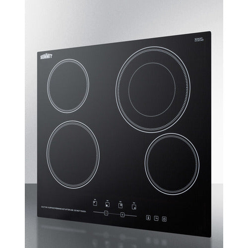 Summit 24" Wide 230V 4-Burner Radiant Cooktop CR4B23T5B