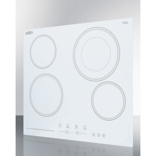 Summit 24" Wide 230V 4-Burner Radiant Cooktop CR4B23T6W