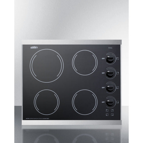 Summit 24" Wide 230V 4-Burner Radiant Cooktop CRS426BL