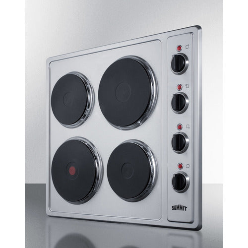 Summit 24" Wide 230V 4-Burner Solid Disk Cooktop CSD4B24