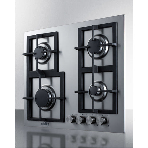 Summit 24" Wide 4-Burner Gas Cooktop In Stainless Steel GCJ4SS