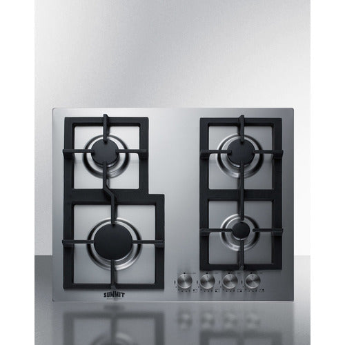 Summit 24" Wide 4-Burner Propane Gas Cooktop In Stainless Steel GCJ4SSLP