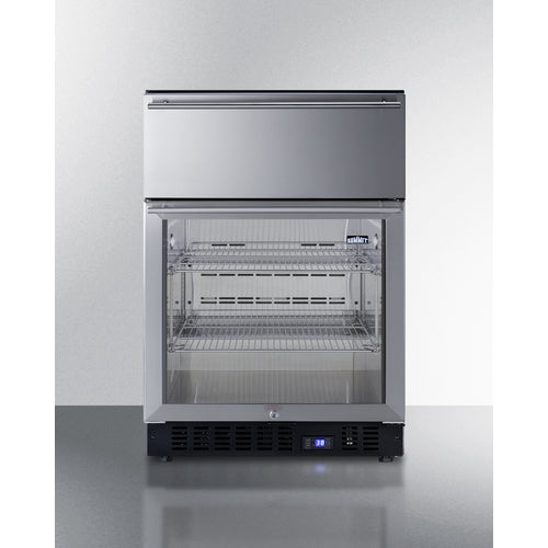 Summit 24" Wide Built-In Commercial Beverage Refrigerator With Top Drawer SCR615TD