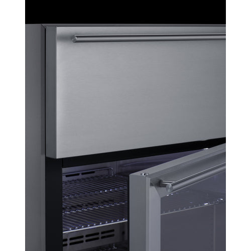Summit 24" Wide Built-In Commercial Beverage Refrigerator With Top Drawer SCR615TDCSS
