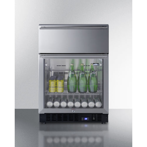 Summit 24" Wide Built-In Commercial Beverage Refrigerator With Top Drawer SCR615TDCSS