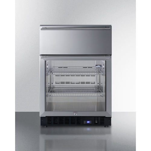 Summit 24" Wide Built-In Commercial Beverage Refrigerator With Top Drawer SCR615TDCSS